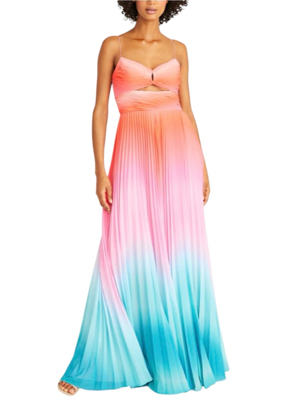NWT AMUR Emmett Pleated Gown in Ombre Sunset Dress Size 2 - Picture 3 of 13